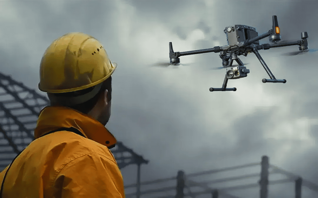 Drone in volo per ispezione di infrastrutture