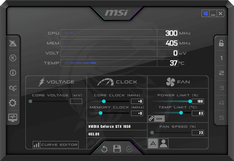 Msi afterburner fan speed не работает