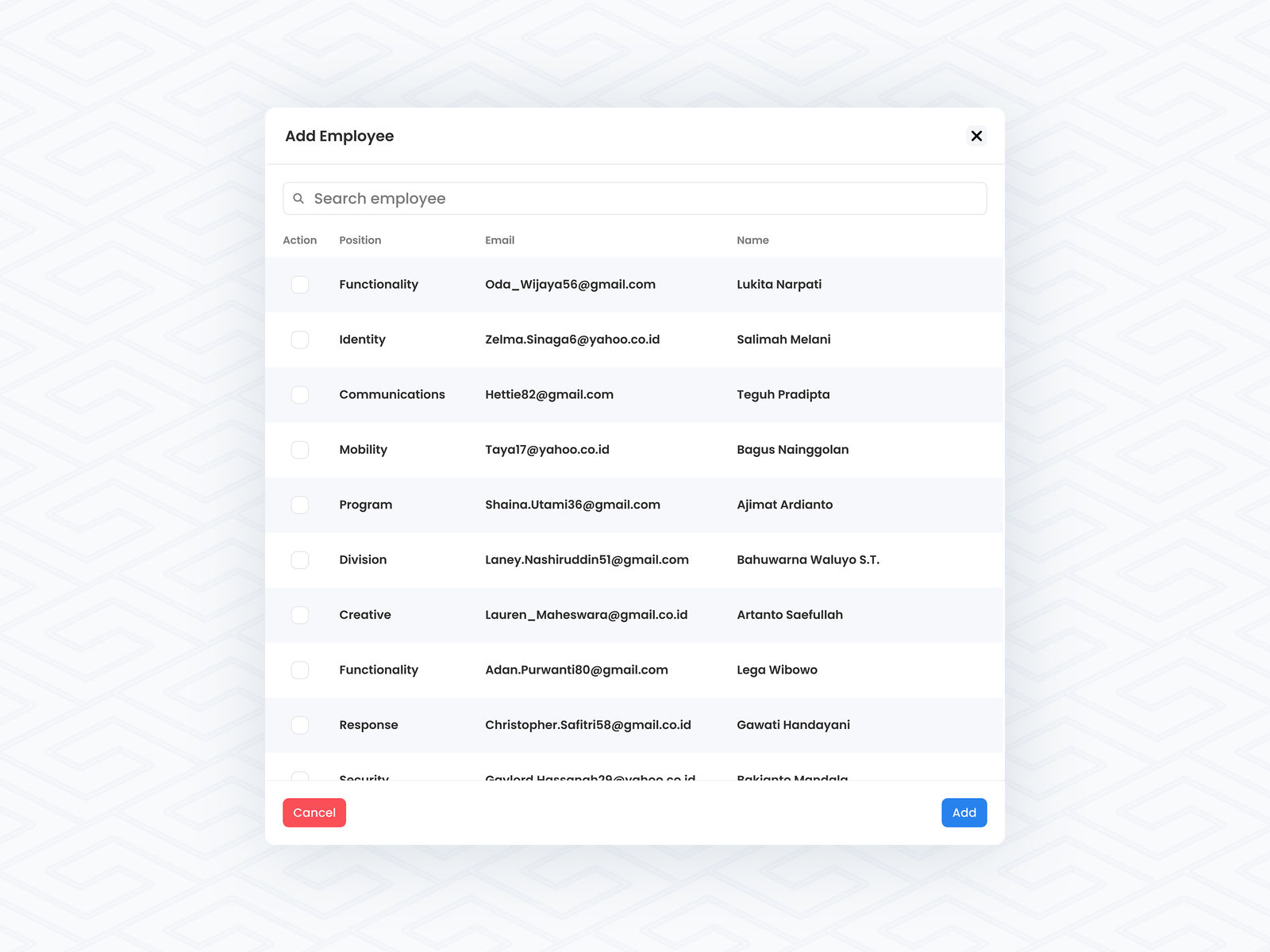 Add Employee Modal
