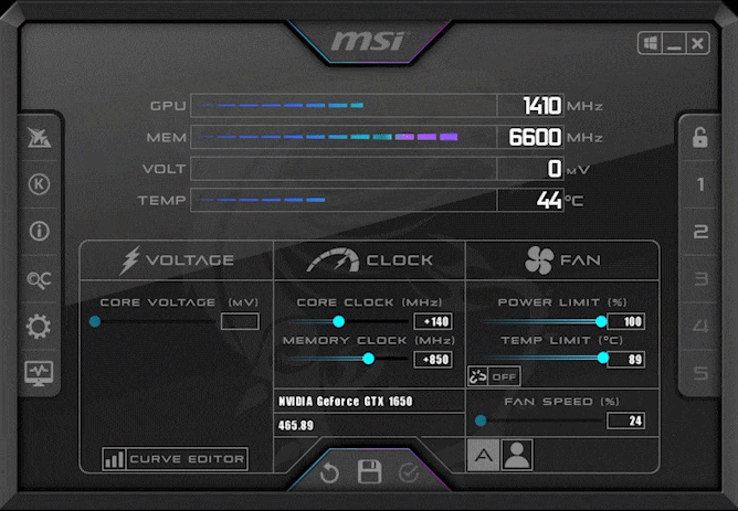 overclock core clock or memory