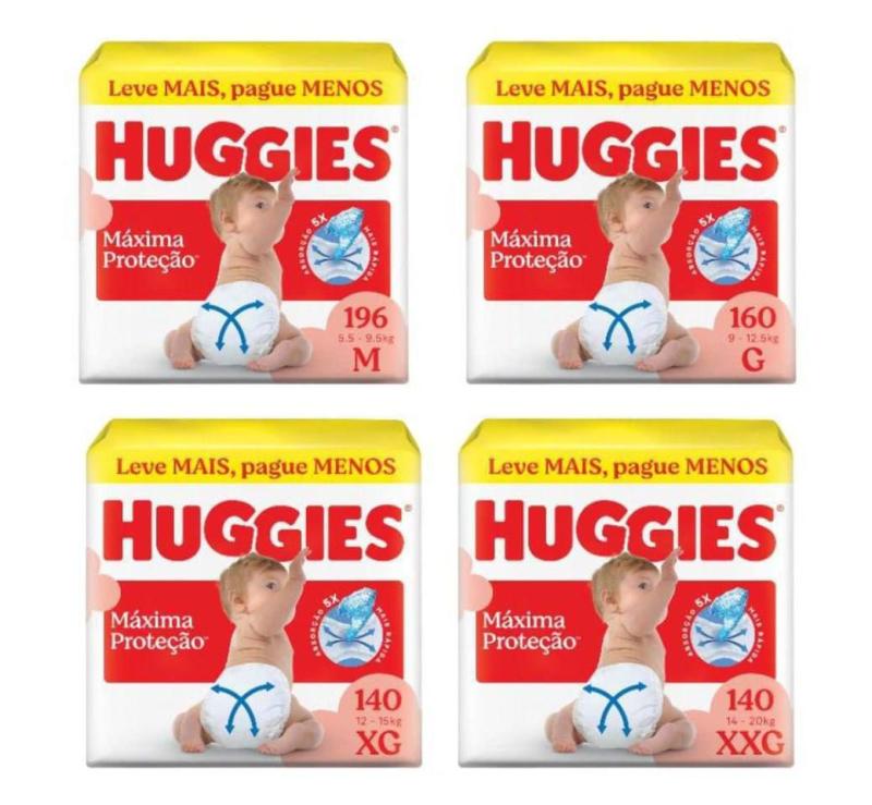 Huggies Supreme Care Fralda Descartável Tamanho Tecnologia Xtra-Flex, Canais em X, Vermelho, XXG, 140 Unidades
