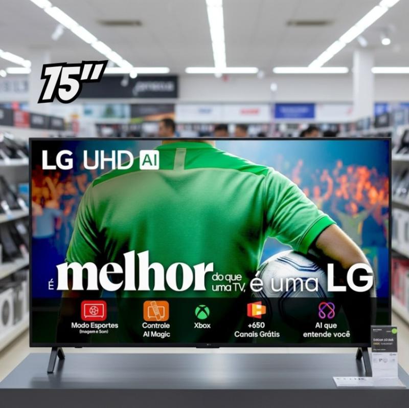 Smart TV 4K 75 LG UHD 75UA85 Processador α7 AI Ger8 4K Super Upscaling Google Cast Alexa Integrado Controle AI Smart Magic WebOS 25