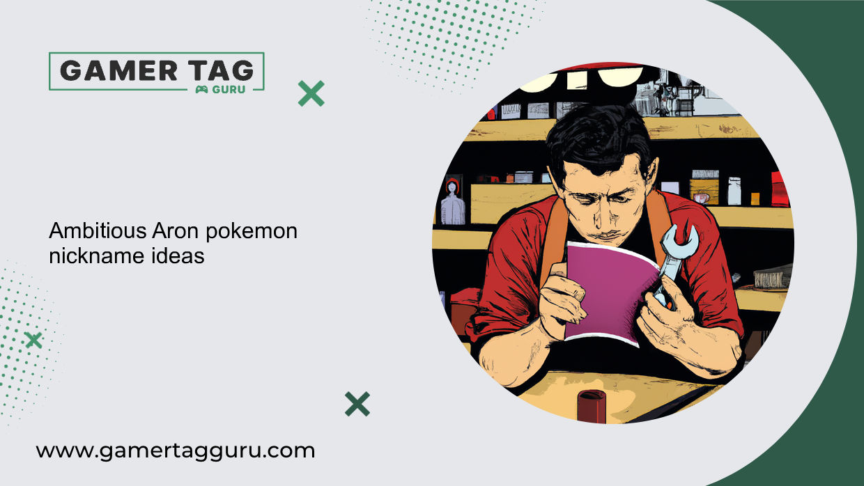 Ambitious Aron pokemon nickname ideasblog graphic with comic book styled art