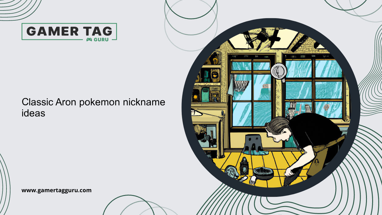 Classic Aron pokemon nickname ideasblog graphic with comic book styled art