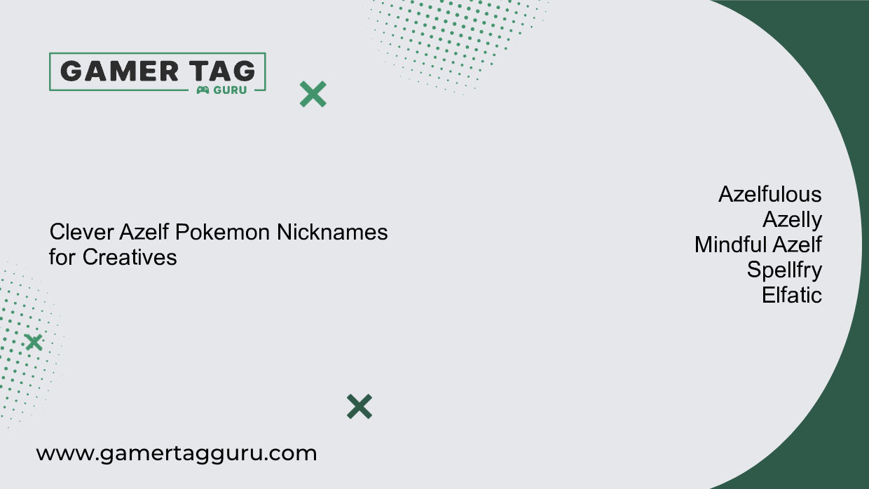 Clever Azelf Pokemon Nicknames for Creativesblog graphic with comic book styled art