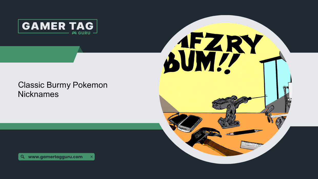 Classic Burmy Pokemon Nicknamesblog graphic with comic book styled art