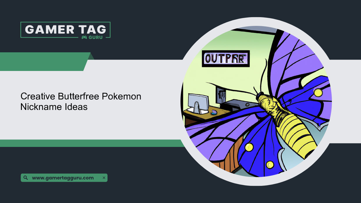 Creative Butterfree Pokemon Nickname Ideasblog graphic with comic book styled art