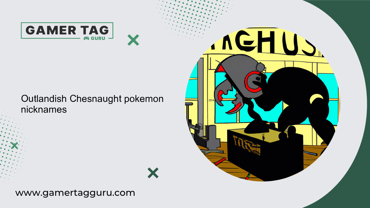 Outlandish Chesnaught pokemon nicknamesblog graphic with comic book styled art