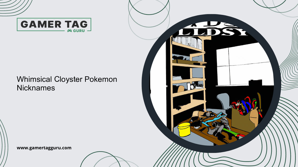 Whimsical Cloyster Pokemon Nicknamesblog graphic with comic book styled art