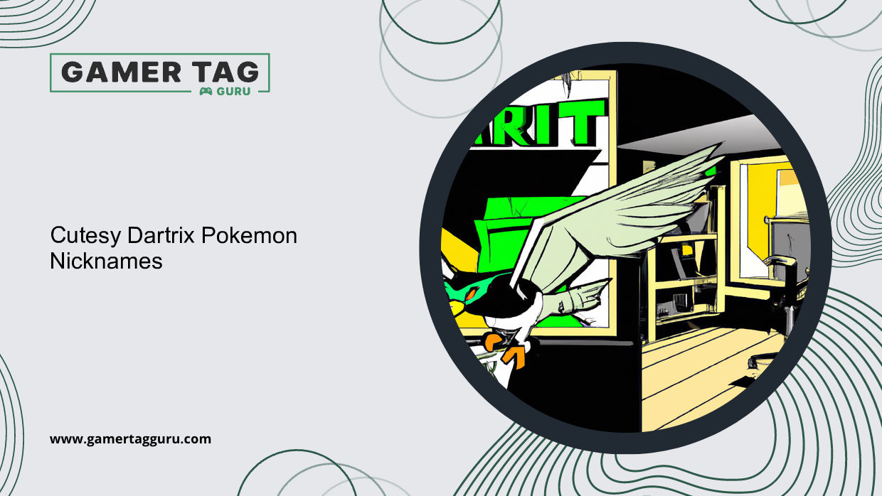 Cutesy Dartrix Pokemon Nicknamesblog graphic with comic book styled art