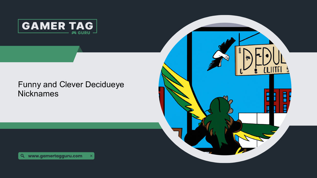 Funny and Clever Decidueye Nicknamesblog graphic with comic book styled art