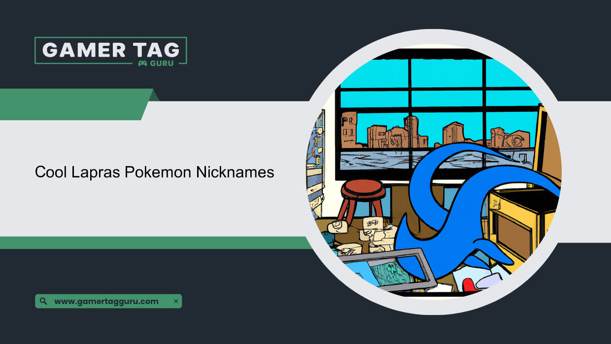 Cool Lapras Pokemon Nicknamesblog graphic with comic book styled art