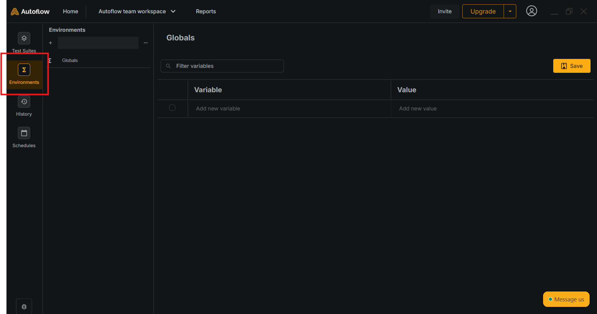 Environment Tab