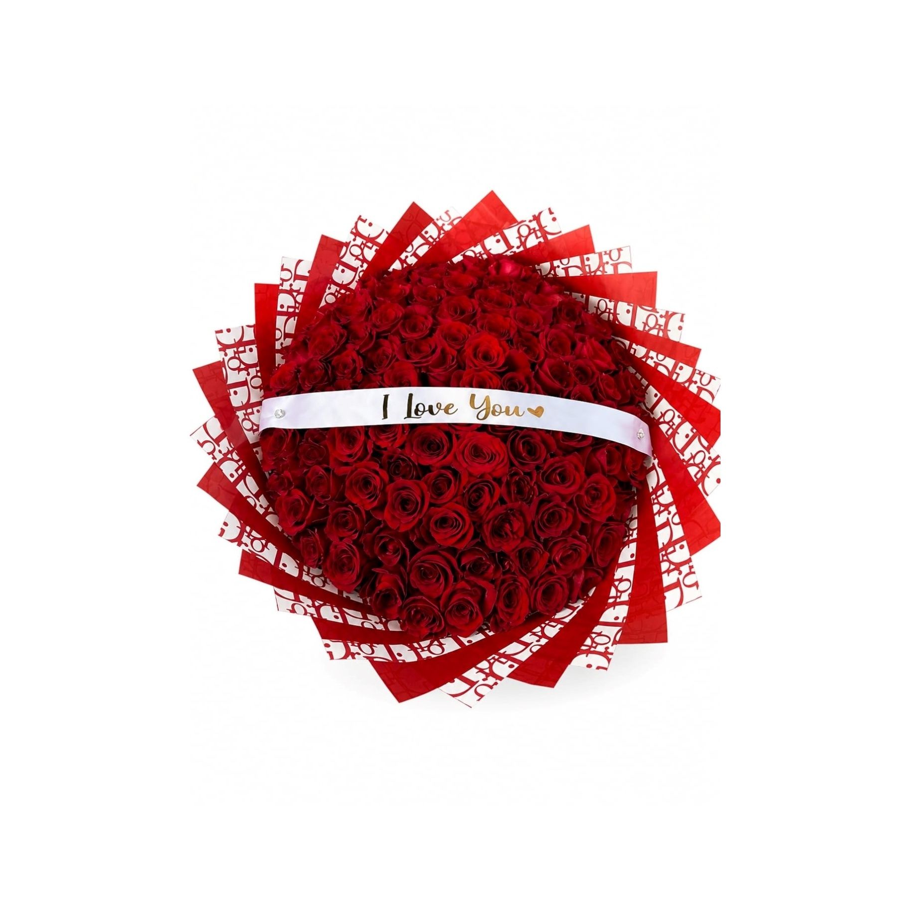 100 Roses Dior Paper + Custom Text