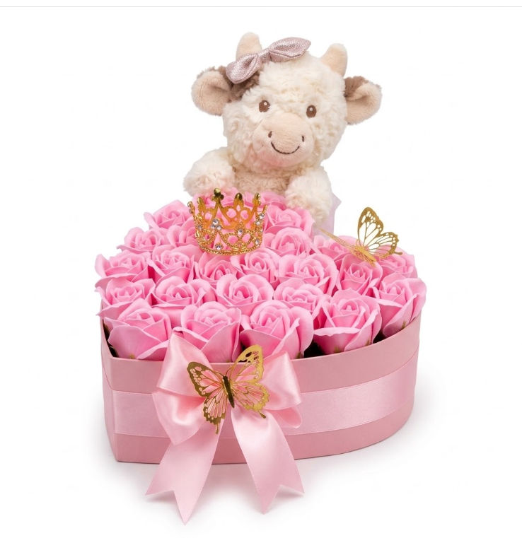 Box Pink Roses Teddy bear