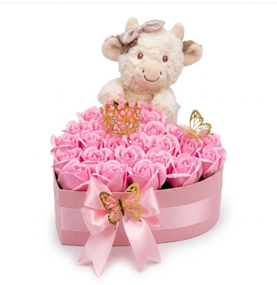 Box Pink Roses Teddy bear