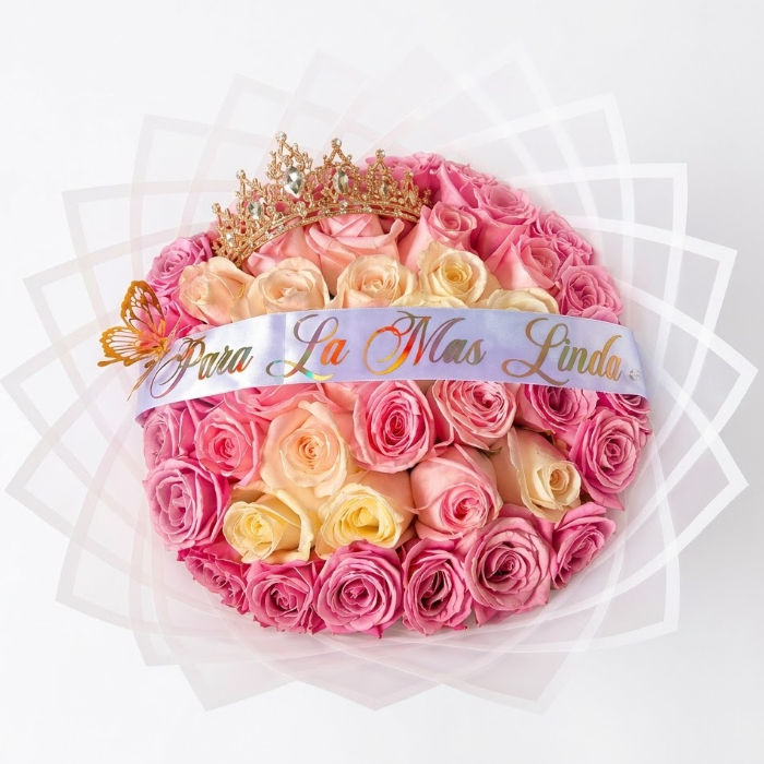 Bouquet 25 Pink and White Roses