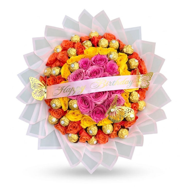 Combined Roses + Ferreros Rocher + Custom Text Banner