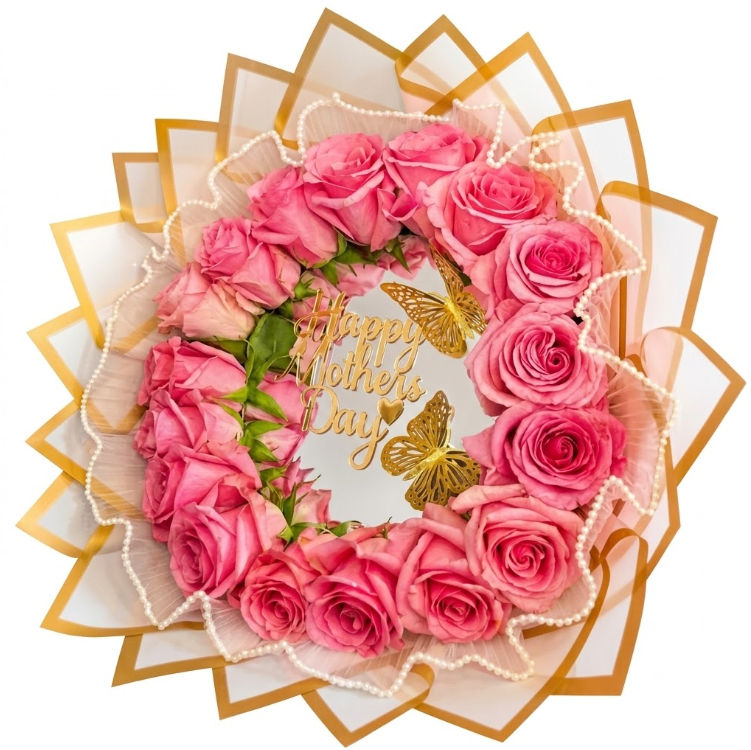 Bouquet Mirror Pink Roses