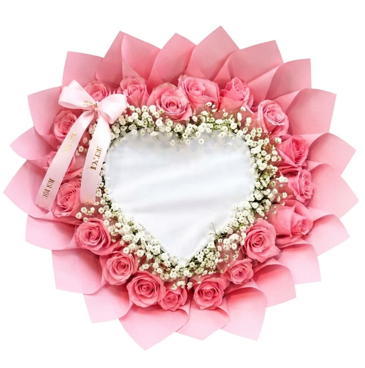 Pink Bouquet With Burnt Heart