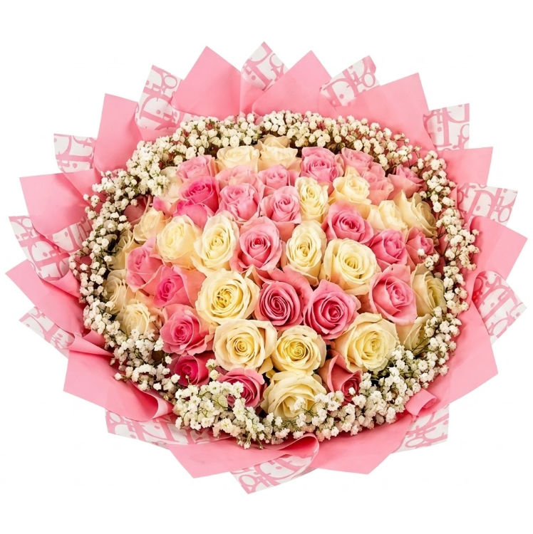 100 Pink and White Roses
