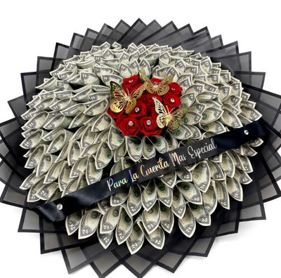 Money Bouquet Black Mesh ($50 en Bills $2)