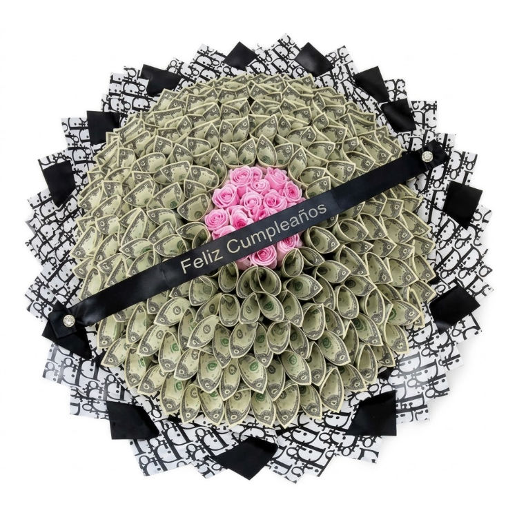 Dior Black Paper Money Bouquet ($50 en Bills of $2)