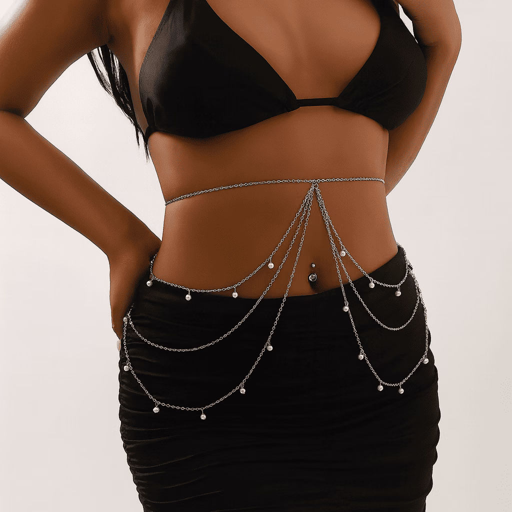 Silver Pearl Layered Waist Chain Cocaine Girl