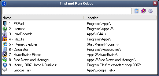 A screen capture of Find and Run Robot v1.13.02 that I have running on my Windows XP machine