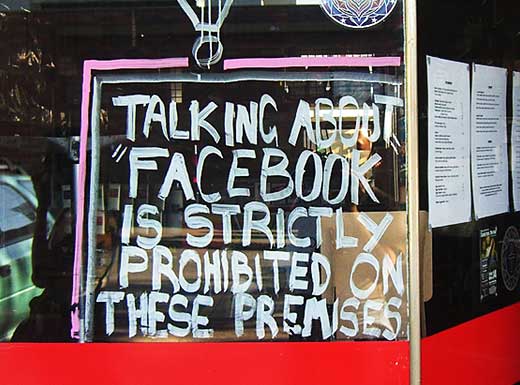 Talking about Facebook is strictly prohibited at Blessington Street in St Kilda, Melbourne
