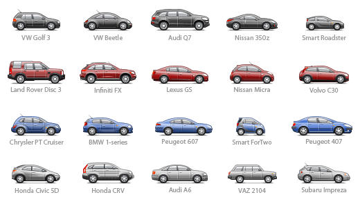 Beautiful pixel renderings of some popular car models by TurboMilk.com