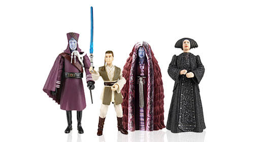 A four-figure set of Baron Papanoida (George Lucas), Chi Eekway (Katie Lucas), Terr Taneel (Amanda Lucas) and Zett Jukassa (Jett Lucas)