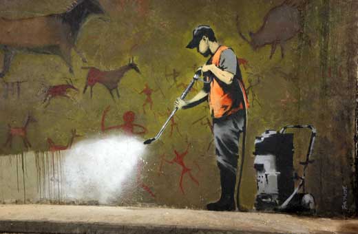 Latest work by street artist Banksy revealed at Leake Street, London
