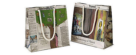 Shopping bags made from real recycled newspaper