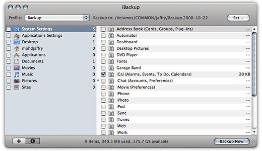 iBackup is an excellent free backup software for OS X