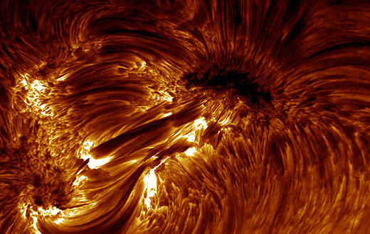 From Boston.com: Beautiful closeup of magnetic structures on the Sun's surface