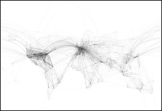 Air Lines is an awesome art poster which shows worldwide airliner routes