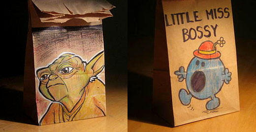 A beautiful drawing on a lunch bag a day by a dad for his kids