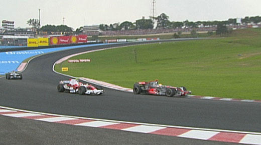 The moment one second after Lewis Hamilton overtook Timo Glock on the last, last lap of the last, last race of 2008