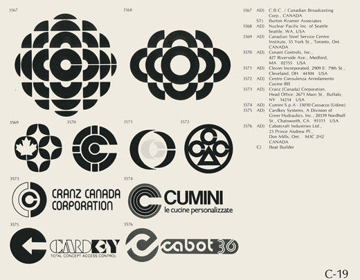 One page from the book, World of Logotypes, scanned by Eric Carl