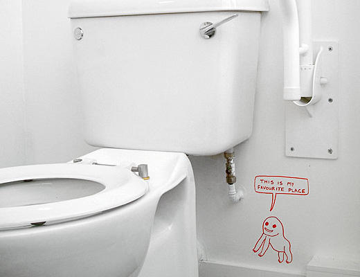 Some hilarious drawings by Ian Stevenson that livened up the women's toilets at Mother