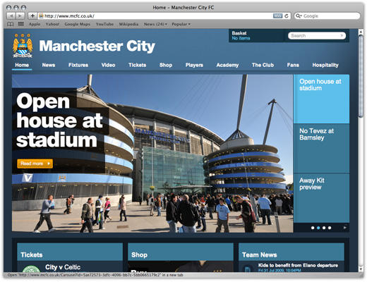 Manchester City, of course! I don't know if you really need that much money to build a site like that, but it sure is pretty slick