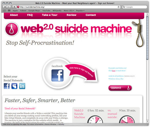 Tired of your Social Networks? Commit Web 2.0 Suicide!