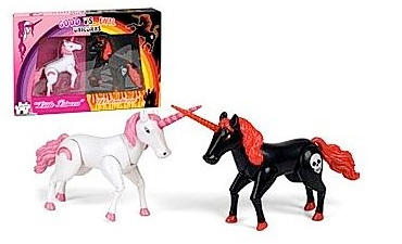 Two unicorns, Little Princess and Destructicorn, engage in a battle of epic proportions in far, far away Magic Fairyland
