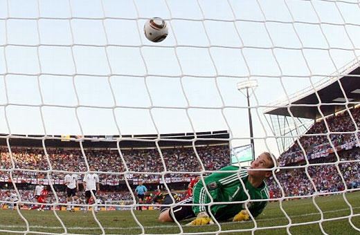 Germany's Manuel Neuer is clearly beaten by Englishman Frank Lampard's goal but the linesman and the referee didn't award the goal (Photo by Joern Pollex/Getty Images) Germany's Manuel Neuer is clearly beaten by Englishman Frank Lampard's goal but the linesman and the referee didn't award the goal (Photo by Joern Pollex/Getty Images)