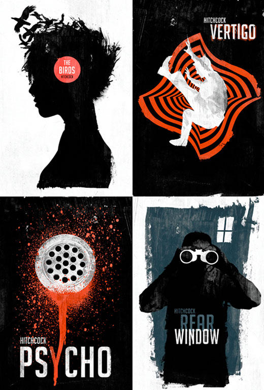 Laz Marquez re-imagines some classic Alfred Hitchcock movie posters with some solid, strong graphic design