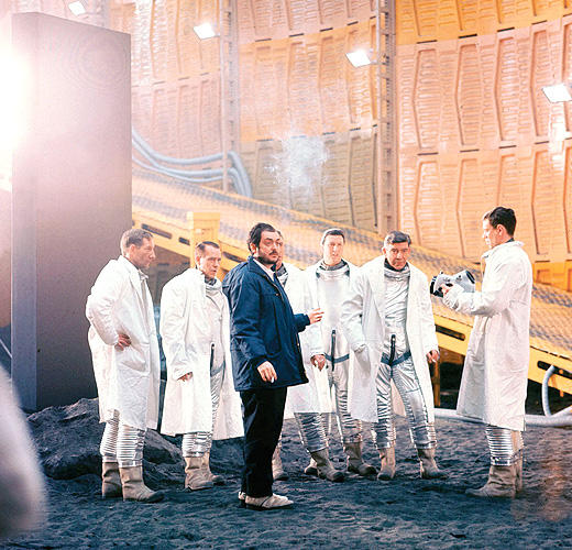 Stanley Kubrick in a photograph from behind the scenes of 2001: A Space Odyssey