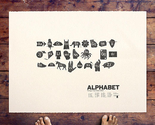 Beautiful, whimsical hand-made alphabet poster for that sophisticated kid