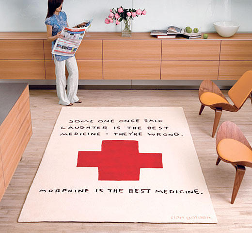 Whimsical and humourous cartoons on carpets by Dan Golden