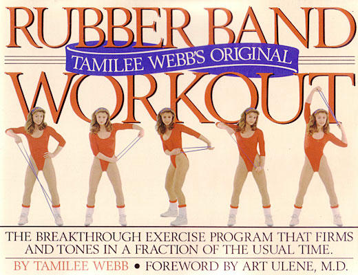 This rubber band workout book comes with ‘two safe, portable giant rubber bands’